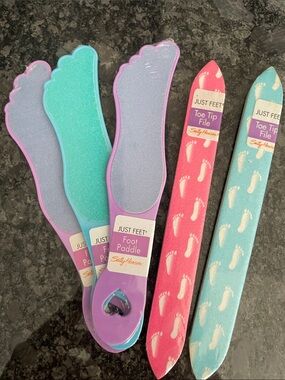 5 Sally Hansen Just Feet Foot Paddle & Toe Tip Files - Purple, Teal, Pink